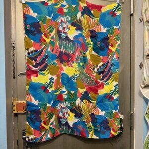 JCrew Tropical Floral tassel scarf / shawl